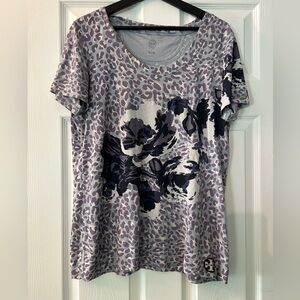 Tory Burch shirt sleeve purple floral t shirt